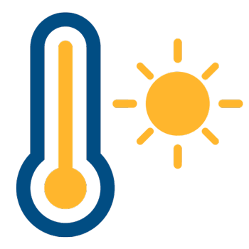 Soleil animé à coté d'un thermomètre indiquant une température normale.